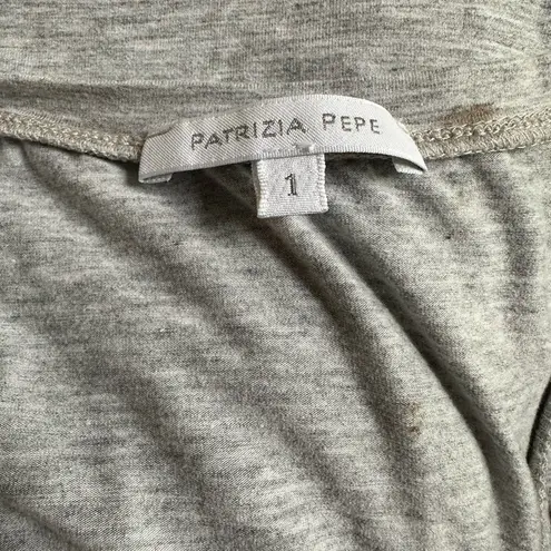 Patrizia Pepe Grey Tank Top Sparkle Logo Studs Graphic Size 1 XS Small Glam Gray