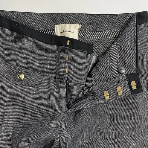 Elevenses NEW Womens Trousers Wide Leg 100% Linen Pants Cuffed Hem Black Sz 2S