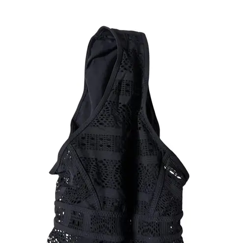 BECCA by Rebecca virtue Becca Rebecca Virtue Color Play Black Crochet Plunge One-Piece Swimsuit Size M