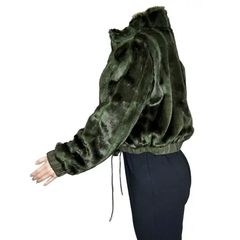Michael Costello x REVOLVE Amir Faux Fur Jacket, Olive Green, XL