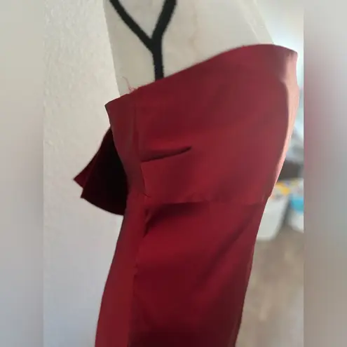 Sachin + Babi Berry Red Satin Ruffle Strapless Gown Size 10