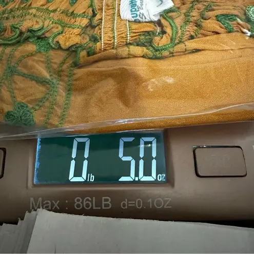 Poupette St Barth Boho Embroidered Off Shoulder Mini Dress Mustard Yellow Size L Gold Size L