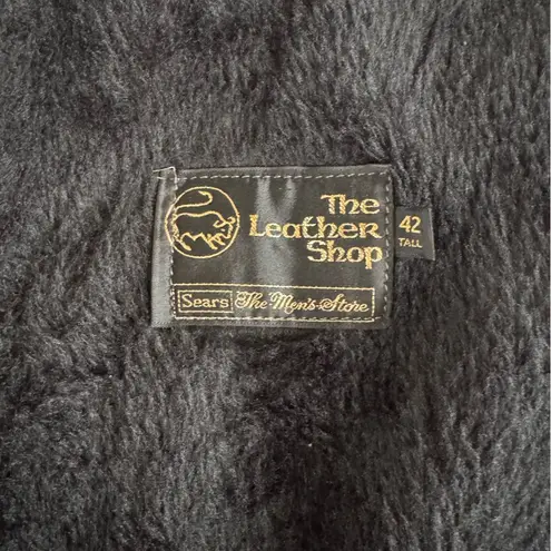 Vintage Sears Men’s Black Leather Jacket Coat Zip Out Fur Lining L XL