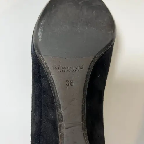 Bottega Veneta Suede Wedge Pumps Kitten Heel Black Size 36 Round Toe Y2K Luxury
