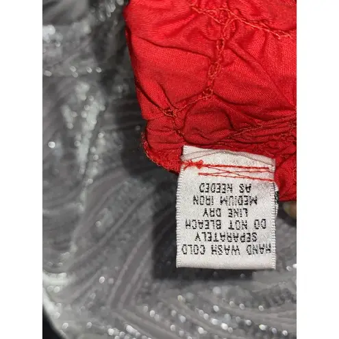 Go Silk Crinkle Fabric Red Lightweight Button Front Stretchy Blouse Top Sz PS