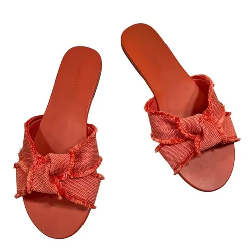 Rothy's The Knot Sandal Coral Cantaloupe Fringe Vegan Knit Slide Sandals Orange Size 8