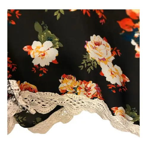 Liberty Love Floral Sheer Kimono | 2XL Lace Trim Romantic Boho Open Front Top