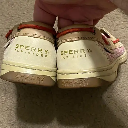 Sperry  Top-Sider Angelfish Boat Shoes Beige Pink Red Sequins Womens Size 9.5