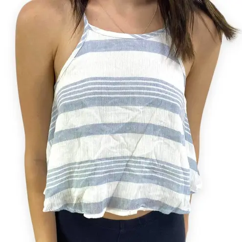 Sage The Label Blue and White Striped Spaghetti Strap Crop Top
