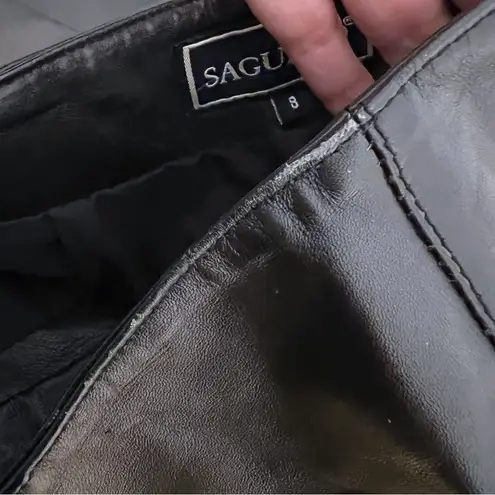 Saguaro 90's Vintage High Waist LEATHER Boot Cut Pants Size 8 Womens Black