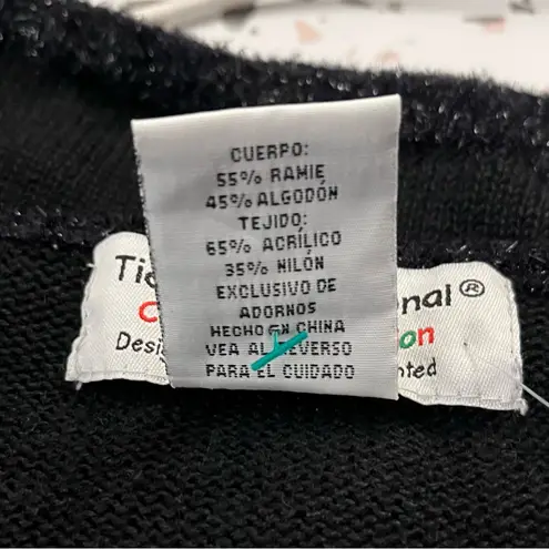 Tiara International Vintage Y2K Christmas Tree Sweater Black XL