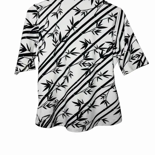 Tail Womens Golf Polo Top Size M Bamboo Stripe Black White Quarter Zip Stretch Size M