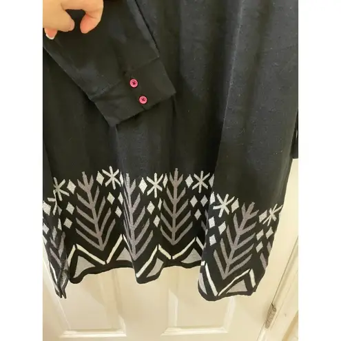 NEW Hatley Womens Knit Sweater Shift Dress XL Preppy Casual BLACK Geometric