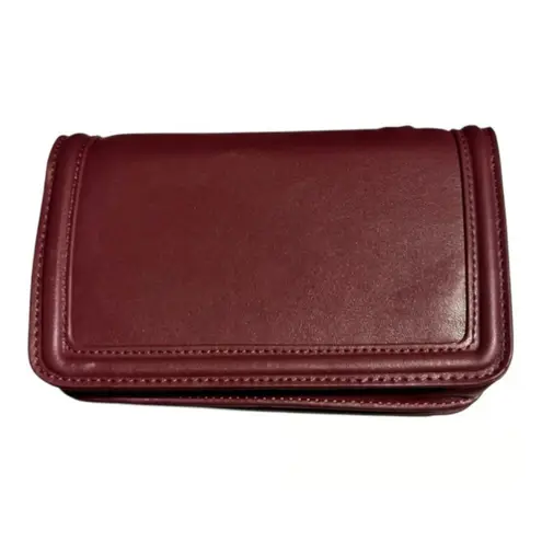 Badgley Mischka NWT Pleated Wine Crossbody Bag Snap Flap Gold Hardware