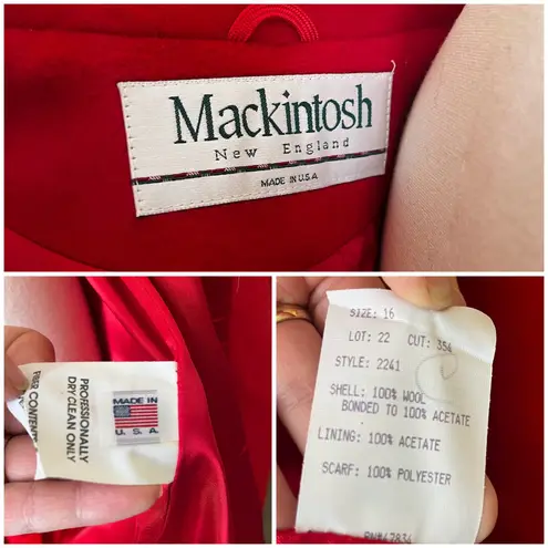 Vintage Mackintosh New England Red Wool Peacoat Women's Size 16 Made in USA