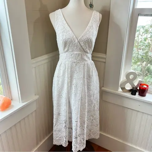 Maje White Lace Crochet Midi Dress Coastal Cowgirl Wedding Yacht Wife Boho Bride