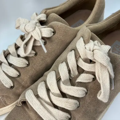 White Raven Women's Tan Suede Sneakers Casual Low Top Lace Up Size 7 Brown