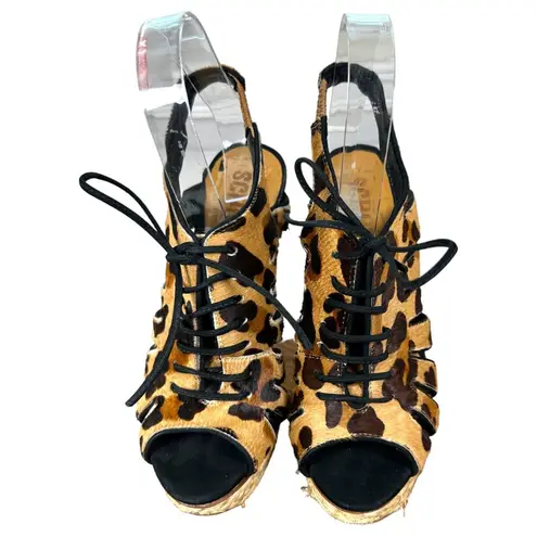 Schutz Ashley Animal Print Calf Hair Stiletto Espadrille Heels Women's 6 B