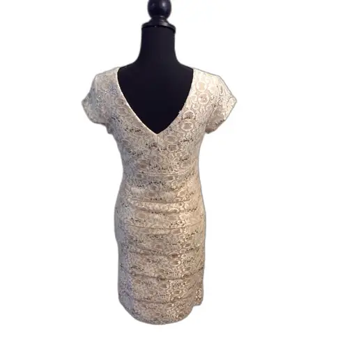 Scarlett Gold lace Bling Size 8 Dress Cocktail Party Elegant Wedding