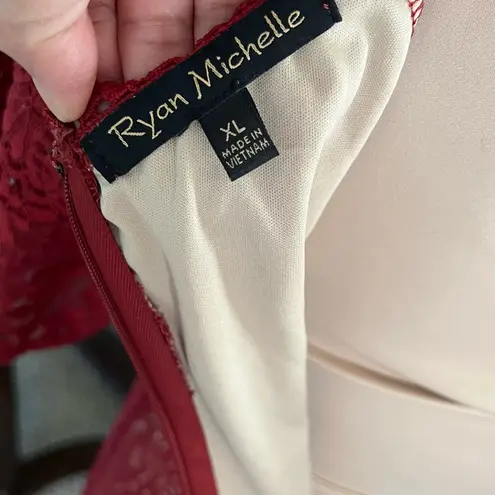 Ryan Michelle Burgundy Lace Midi Dress | Size XL | Made in Vietnam Red