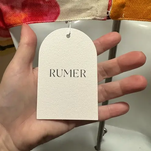 Revolve Rumer Sunshine Linen Floral Puff Sleeve Crop XXS NWT Garden Party Picnic Yellow