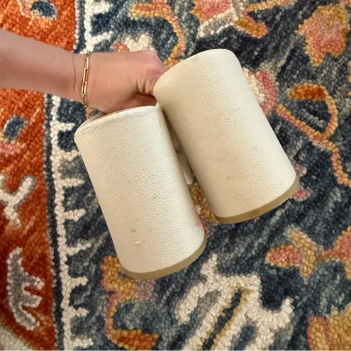 Dolce Vita Wonder Ivory Leather Platform Slide Sandals 9 White