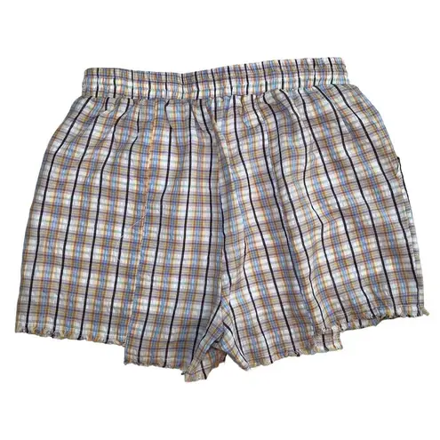 PaperMoon 100% cotton plaid chopped hem drawstring shorts, gauze liner Size M