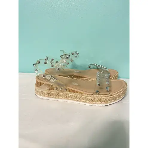 Cushionaire Sandal Womens 9M Clear Slip On Ankle Strap Toe Casual Comfort bin1 Size 9