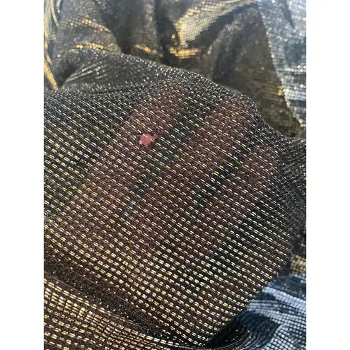 Vintage My Kinda Gal Metallic Geometric Batwing 80’s Relaxed Sheer Blouse Sz Lg