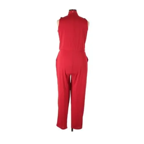 Lauren Ralph Lauren Jumpsuit XL NWT Simran Necktie Choker Cut Out Red Party
