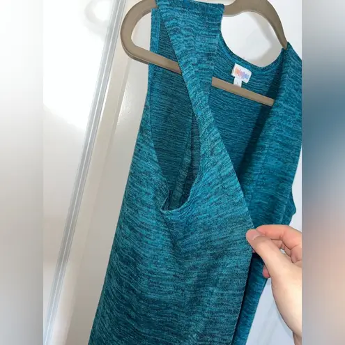 LuLaRoe Sz L Sleeveless Turquoise Side Slit Loose Comfortable Long Cardigan Dust