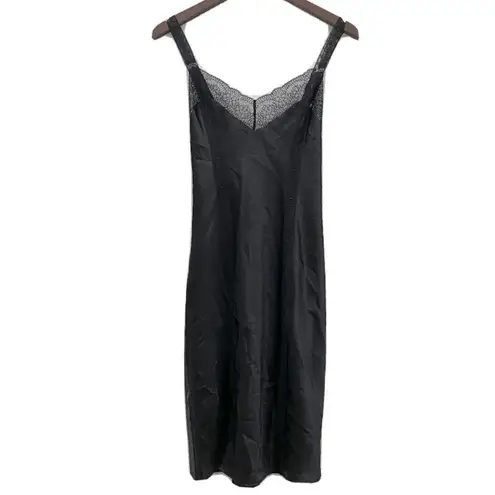 Victoria's Secret VS Victoria’s Secret Black Satin Midi Slip Dress M