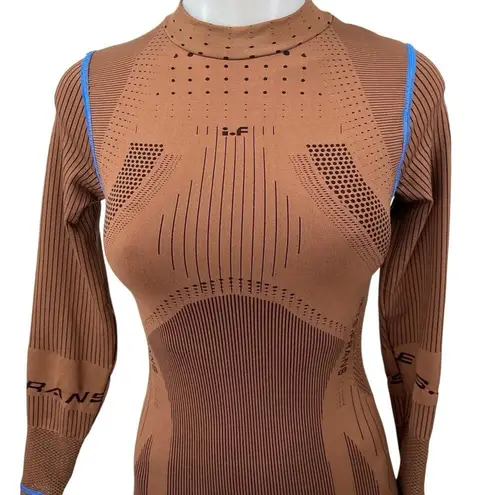 UO iets Frans Brown Seamless Long Sleeve Ribbed Striped Bodycon Sweater Dress XS