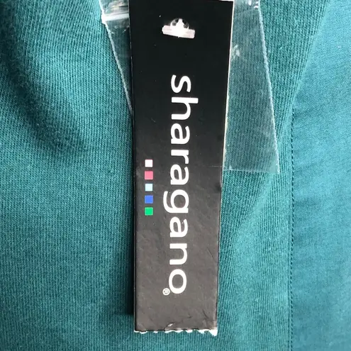 Sharagano Teal Lattice Sleeve Knit to Fit Blouse - Size Medium