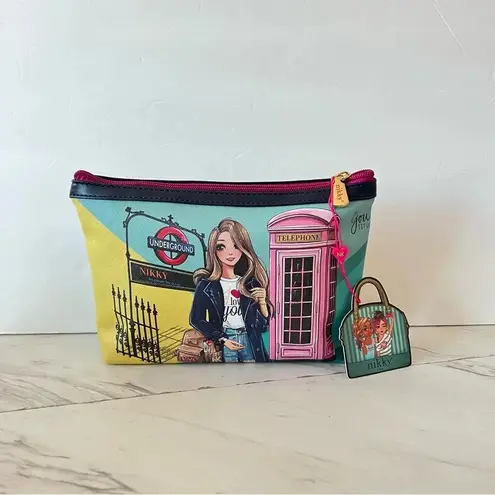 Nicole Lee Nikky By Cosmetic Pouch Bag Miss Your Call Teal