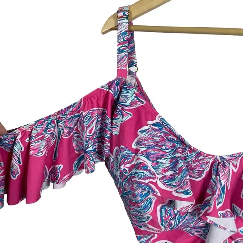 Marilyn Monroe NWT Ruffle Botanical One Piece Swim Suit in Pink/Blue Size 1X