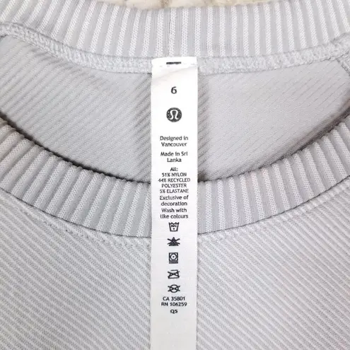 Lululemon  Rest Less Pullover Diagonal Rib Silver Drop / White Sz 6