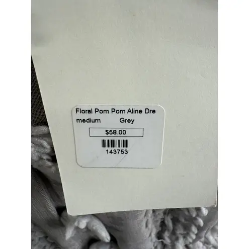 &merci &merci Floral Pom Pom Aline Dress Medium Grey Short Sleeve Mini New