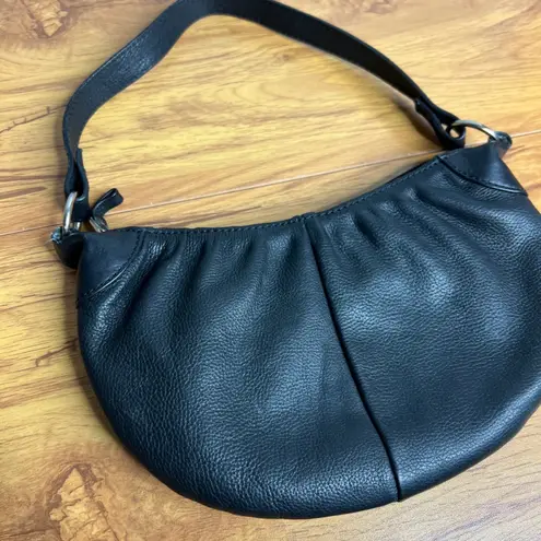 NEXT Leather Baguette Small Shoulder Bag Purse Y2K Black