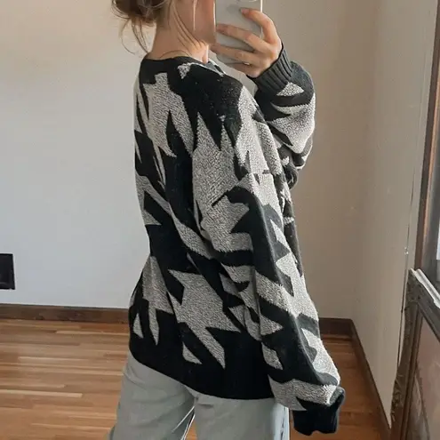 Vintage Adam Sloane Houndstooth Sweater Size XL Black