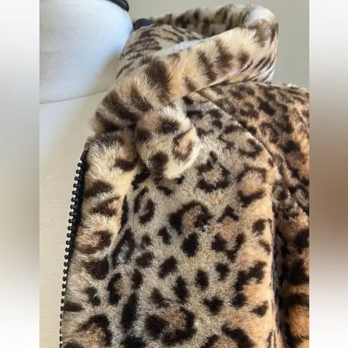 Dennis Basso Faux Leopard Fur Hooded Coat Zip Front Size 3X 26/28