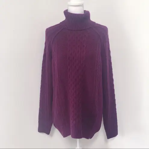 Two Bees Cashmere NWT Ribbed Cashmere Turtleneck Sweater XL Purple