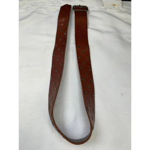 Vintage Womens Brown Leather Belt with Copper Studs Size S SKU 6509