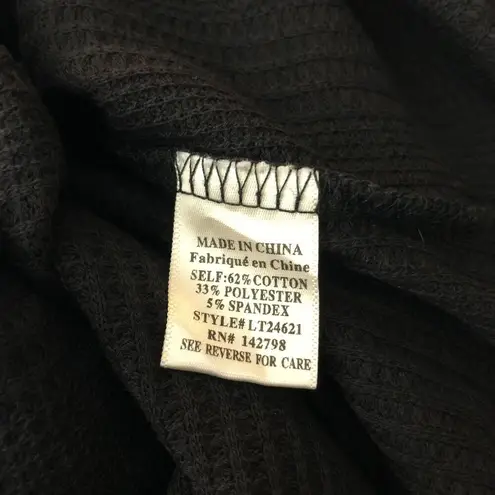 Love Riche Womens V-Neck Long Sleeve Top Waffle Knit Back Size M