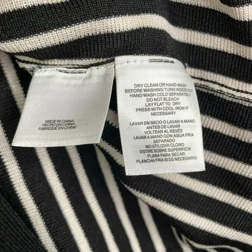 Anne Klein  Black White Striped Asymmetrical Ribbed Pullover Women’s Size Large