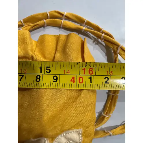 One Season Silk Embroidered Cami Top Ruffle Straps Yellow Size M Size M