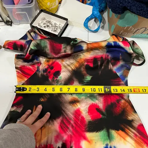 Milly Taylor Warp Graffiti Bold Print Cap Sleeve Fitted Dress Womens 8 *Read