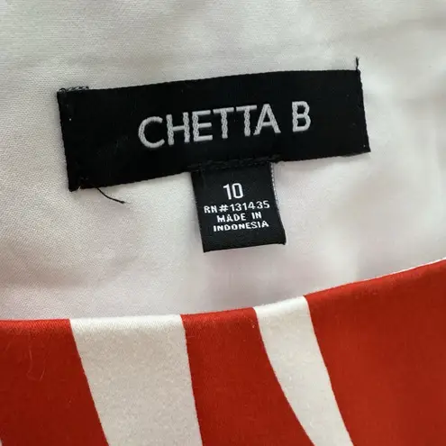 Chetta B Chetta B Orange White Geometrical Sheath Dress Sz 10