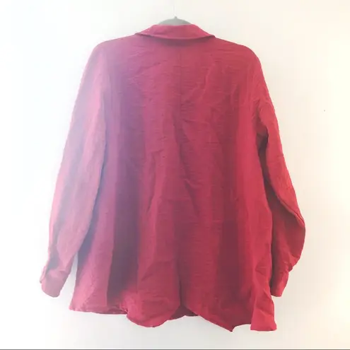 Habitat Blouse Poppy Button Down Collared Tunic Asymmetrical Hem Sz M EUC