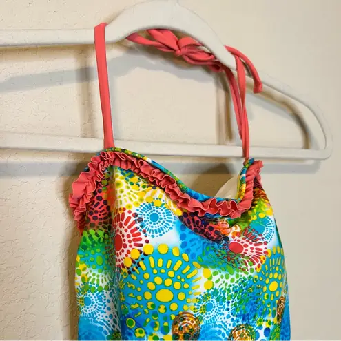 NWT Bright Patterned One Piece Swimsuit Green Size M